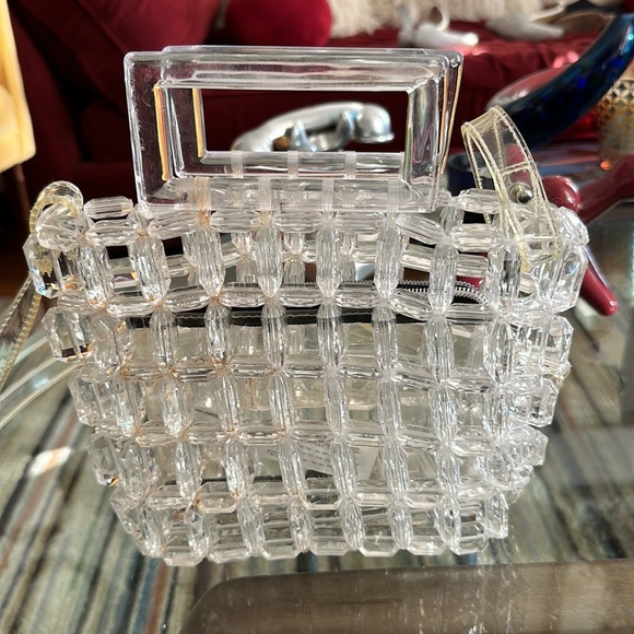 ZARA evening crystal bead bag clutch transparent handbag - Picture 6 of 8